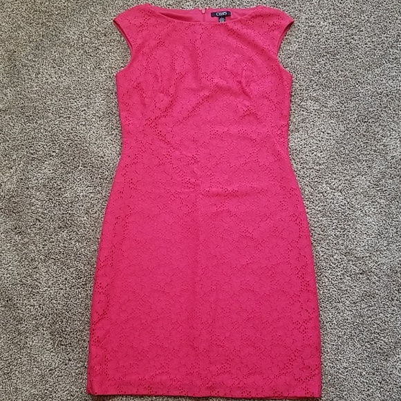 Chaps Dresses & Skirts - Chaps Shift Lace Dress Pink Cap Sleeves